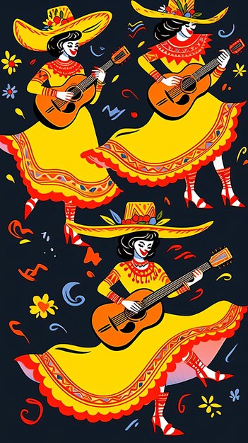 Foto ilustración cinco de mayo en amarillo