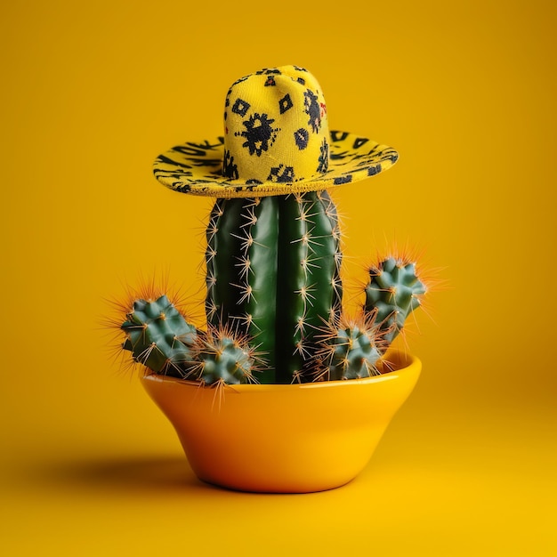 Ilustración para Cinco De Mayo Cactus con un sombrero mexicano ai generativo