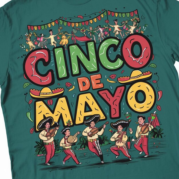 Foto ilustración de cinco de mayo y diseño de camiseta