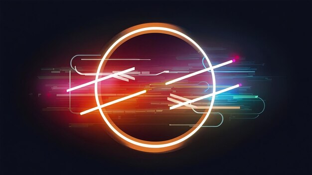 Ilustración de un círculo con efectos de luz de neón abstractos ideales para un fondo futurista