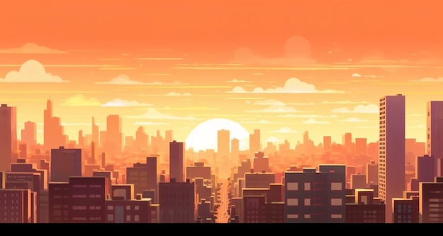 Ilustración de la ciudad futurista moderna Cybercity superó al Sol