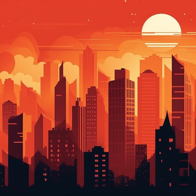 Foto ilustración de la ciudad futurista moderna cybercity superó al sol