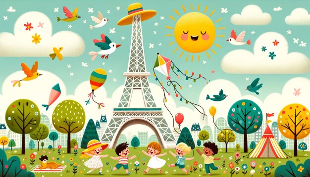 Ilustración de la ciudad de París Arte generativo AI