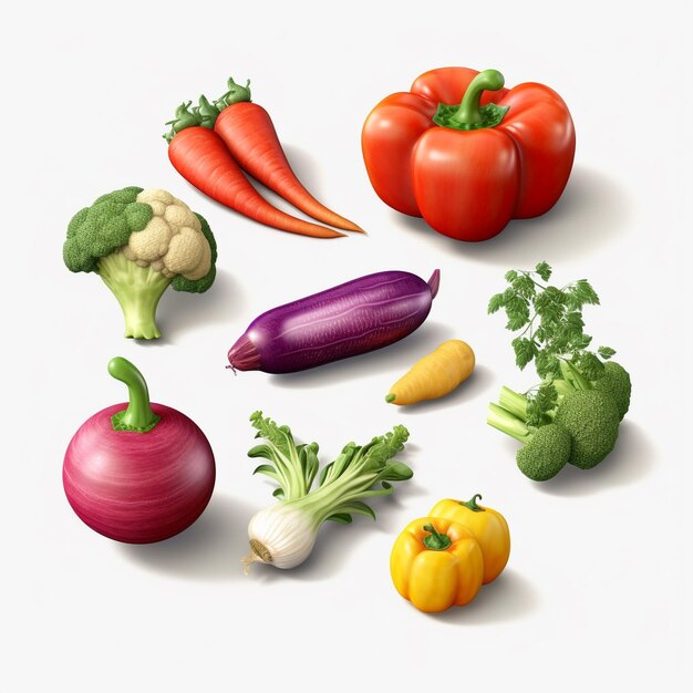 Foto ilustración de clip art conjunto de verduras