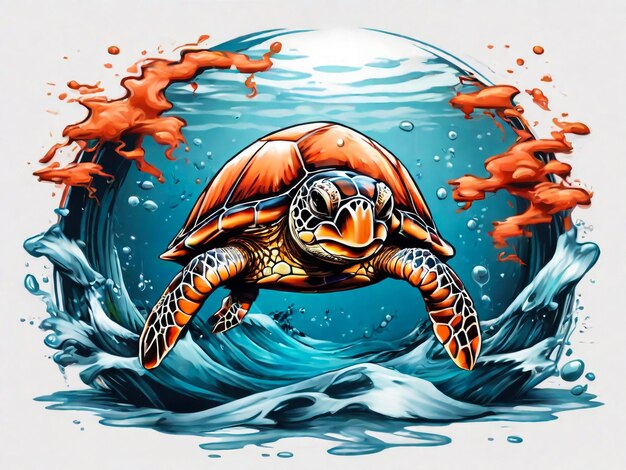 Ilustración de clipart de color de tortuga dibujada a mano por vector