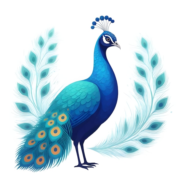 Ilustración del clipart del pájaro pavo real