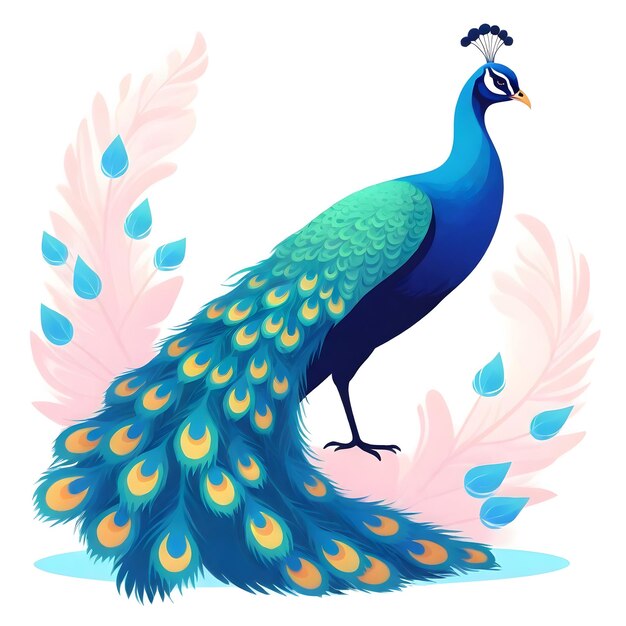 Foto ilustración del clipart del pájaro pavo real