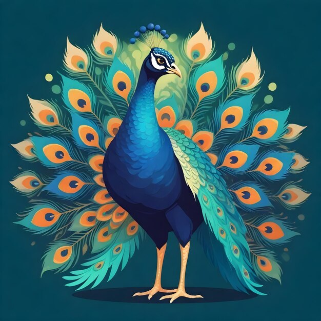 Ilustración del clipart del pájaro pavo real