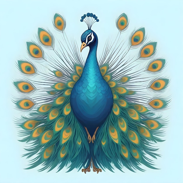 Ilustración del clipart del pájaro pavo real