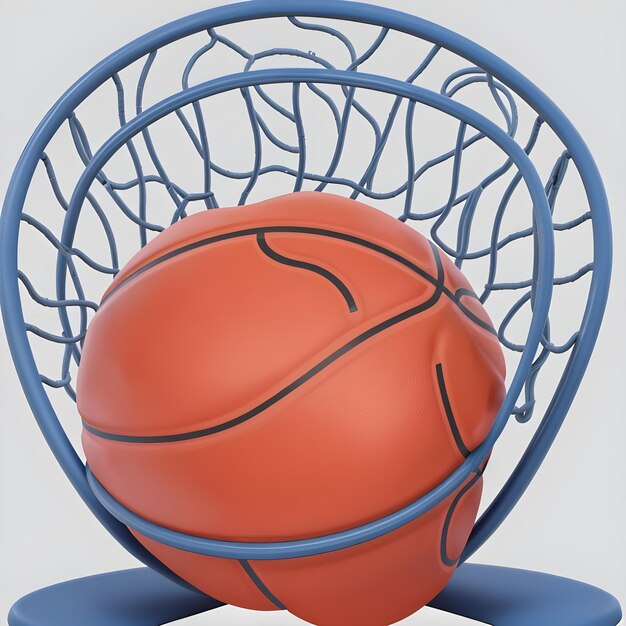 Foto ilustración de cliparts dinámicos de baloncesto en 3d