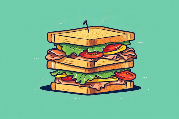 Foto ilustración de club sándwich ilustración de comida ia generativa