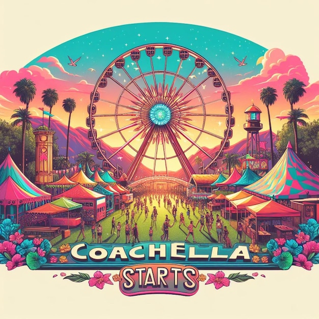 Foto ilustración de coachella comienza la celebración con la rueda gigante