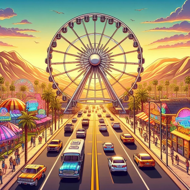 Ilustración de Coachella comienza la celebración con la rueda gigante