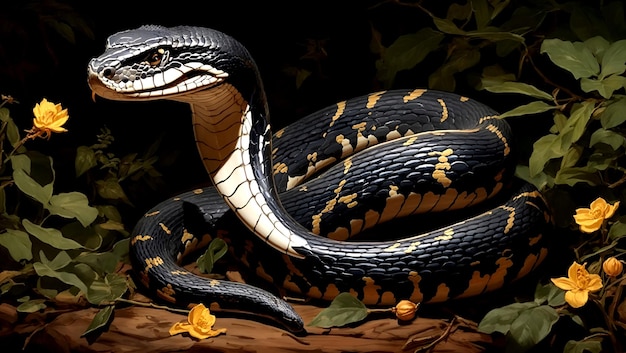 Ilustración de una cobra real china impresa