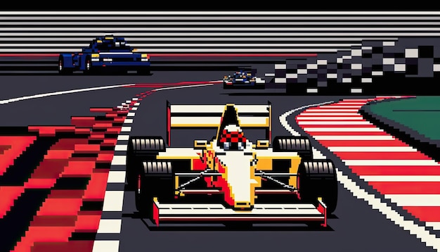 Foto ilustración de coche de carreras de pixel art