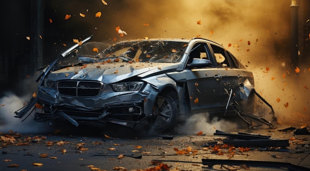 Ilustración de coche dañado