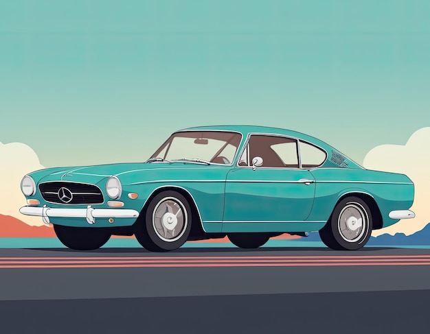 Ilustración de un coche en un fondo limpio