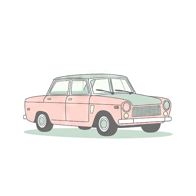 Ilustración de coche minimalista sobre fondo blanco.