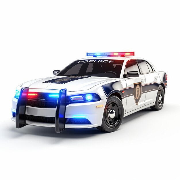 Ilustración del coche de policía Representación 3D de un coche de policía con