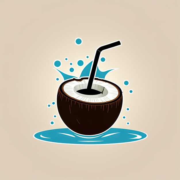 Ilustración de un cóctel de coco Ilustración vectorial de una bebida de jugo de coco