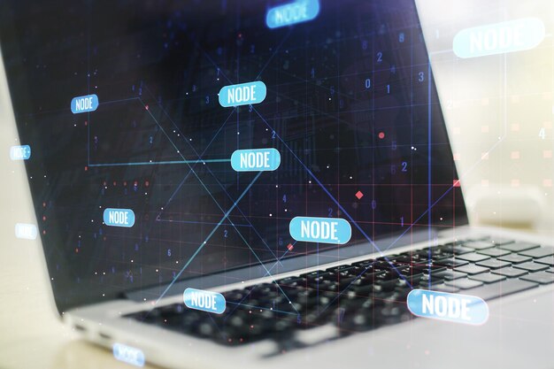 Ilustración de codificación creativa abstracta sobre el concepto de desarrollo de software de fondo de computadora moderna