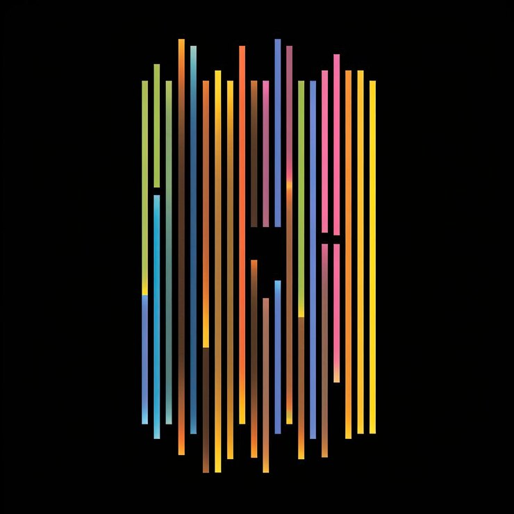 Foto una ilustración de un código de barras de arco iris sobre un fondo negro al estilo de tipografía minimalista