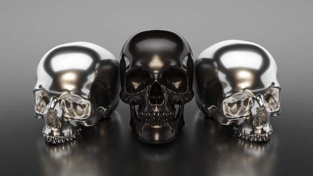 Ilustración de la colección de calavera negra. Representación 3d