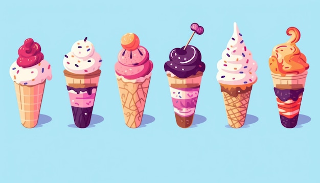Ilustración de colección de helado plano