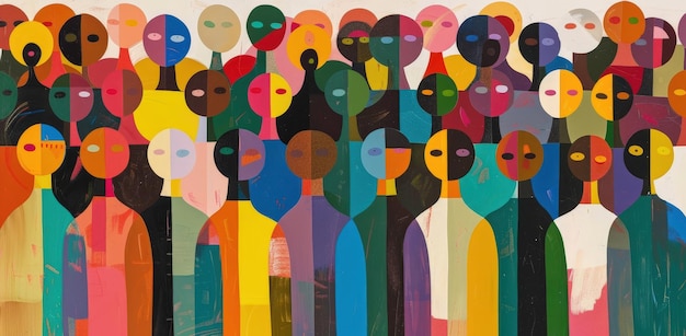 Ilustración de un collage comunitario diverso