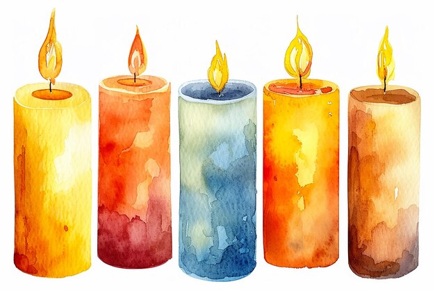 Ilustración en color de agua de las velas