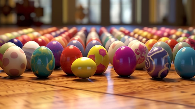 Ilustración de color de huevo de Pascua 3D diseño completo en estilo Pixar muy lindo Generative ai