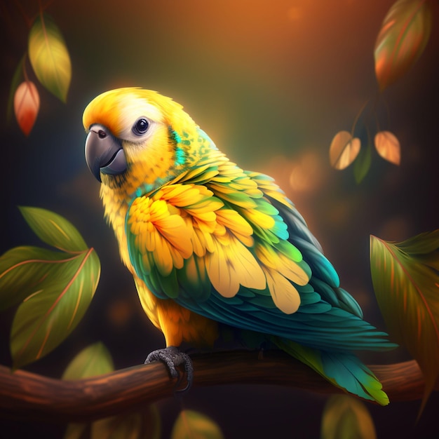 Ilustración de color de lujo de pájaro loro