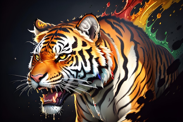 Ilustración en color del templo del tigre creada con herramientas de IA generativas