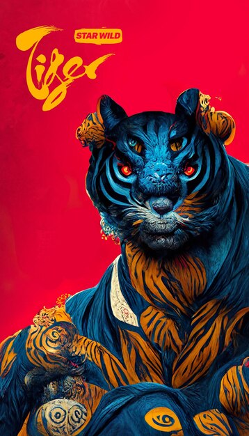 Ilustración de color de tigre.