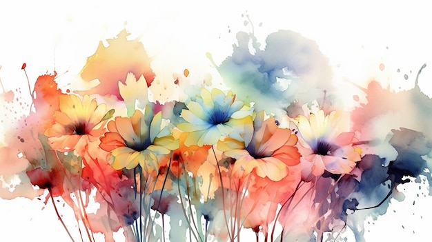 Ilustración colorida abstracta arte floral IA generativa