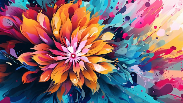 Ilustración colorida abstracta arte floral IA generativa