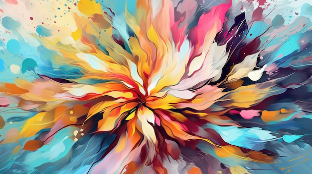 Ilustración colorida abstracta arte floral IA generativa