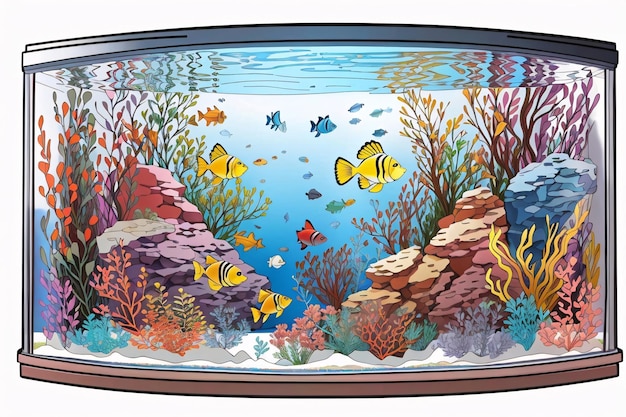 Ilustración colorida del acuario
