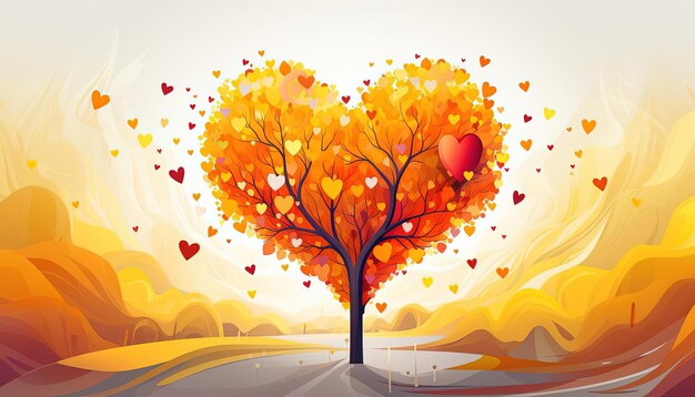 Foto una ilustración colorida del árbol del corazón de san valentín