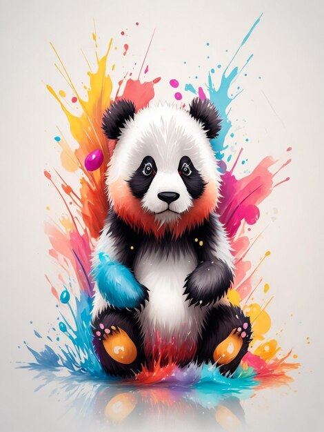 Ilustración colorida brillante de un panda