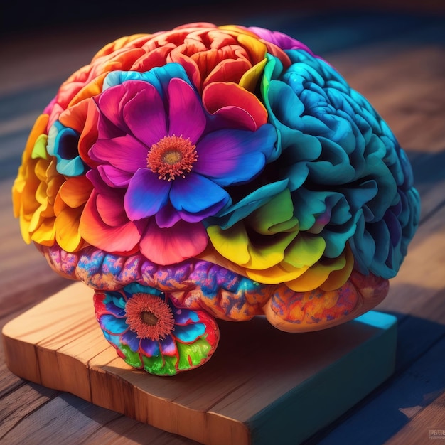 ilustración colorida del cerebro humano