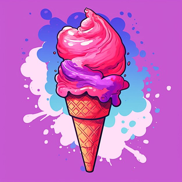 Ilustración colorida del cono de helado