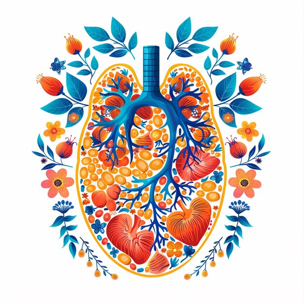 Foto una ilustración colorida de un corazón humano con la palabra corazón humano en él