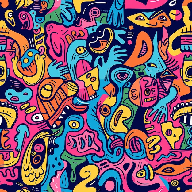 una ilustración colorida de una criatura abstracta colorida con un fondo colorido