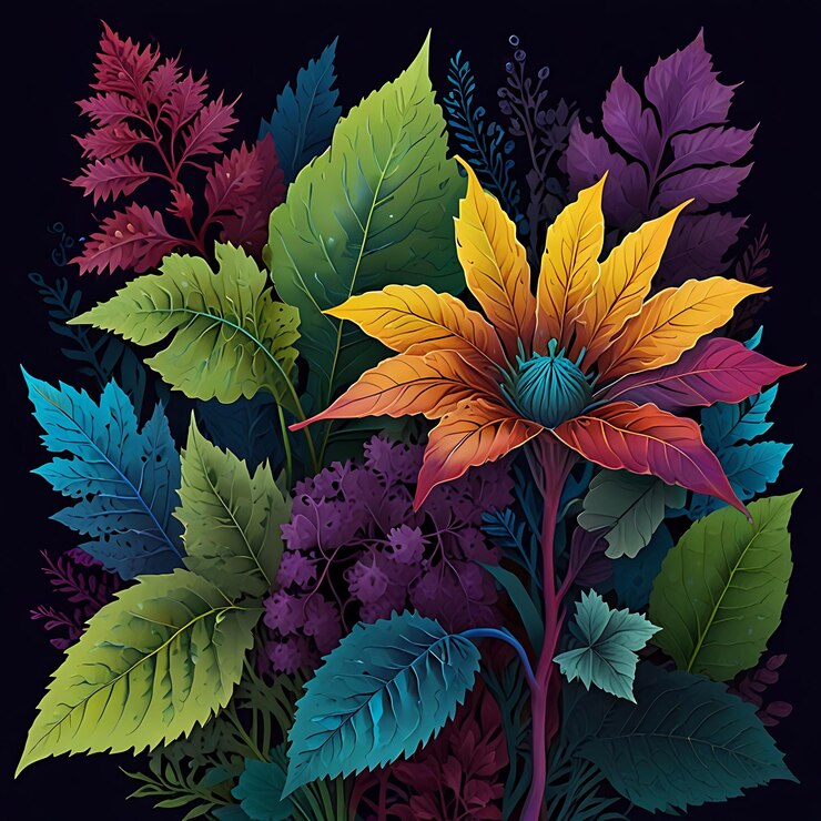 una ilustración colorida de una flor con diferentes colores