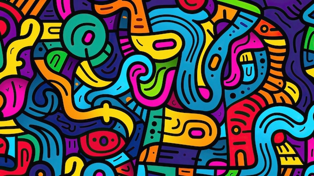 Una ilustración colorida de un fondo abstracto colorido con letras coloridas.