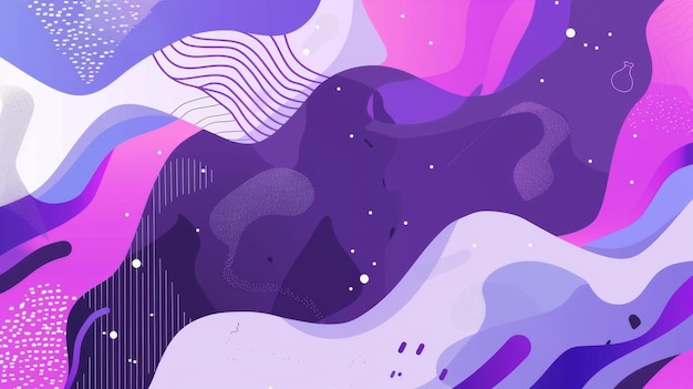 una ilustración colorida de un fondo abstracto púrpura con un punto púrpura y azul y rosa