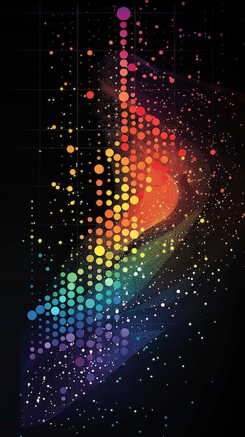 una ilustración colorida de un fondo de color arco iris con un fondo negro