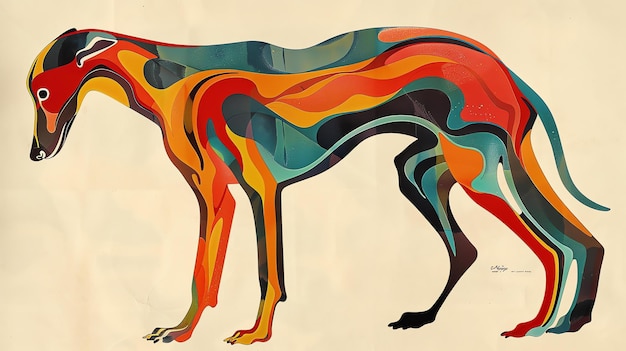 Foto ilustración colorida de un galgo la obra de arte tiene un estilo abstracto moderno