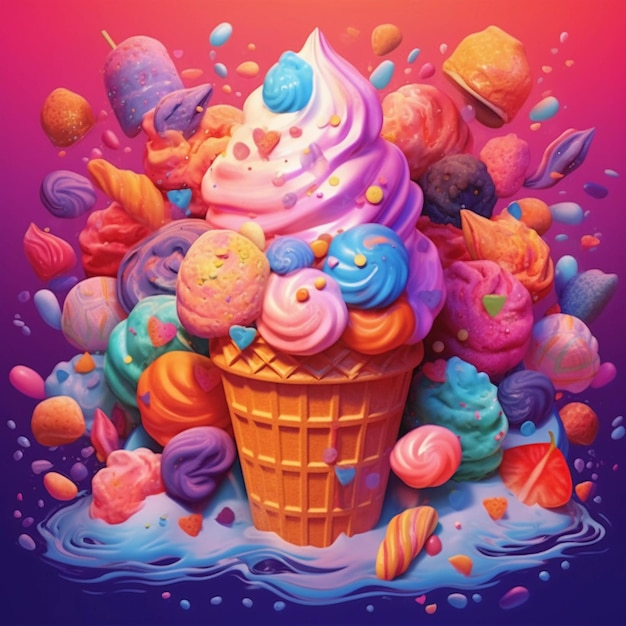 Ilustración colorida de helado